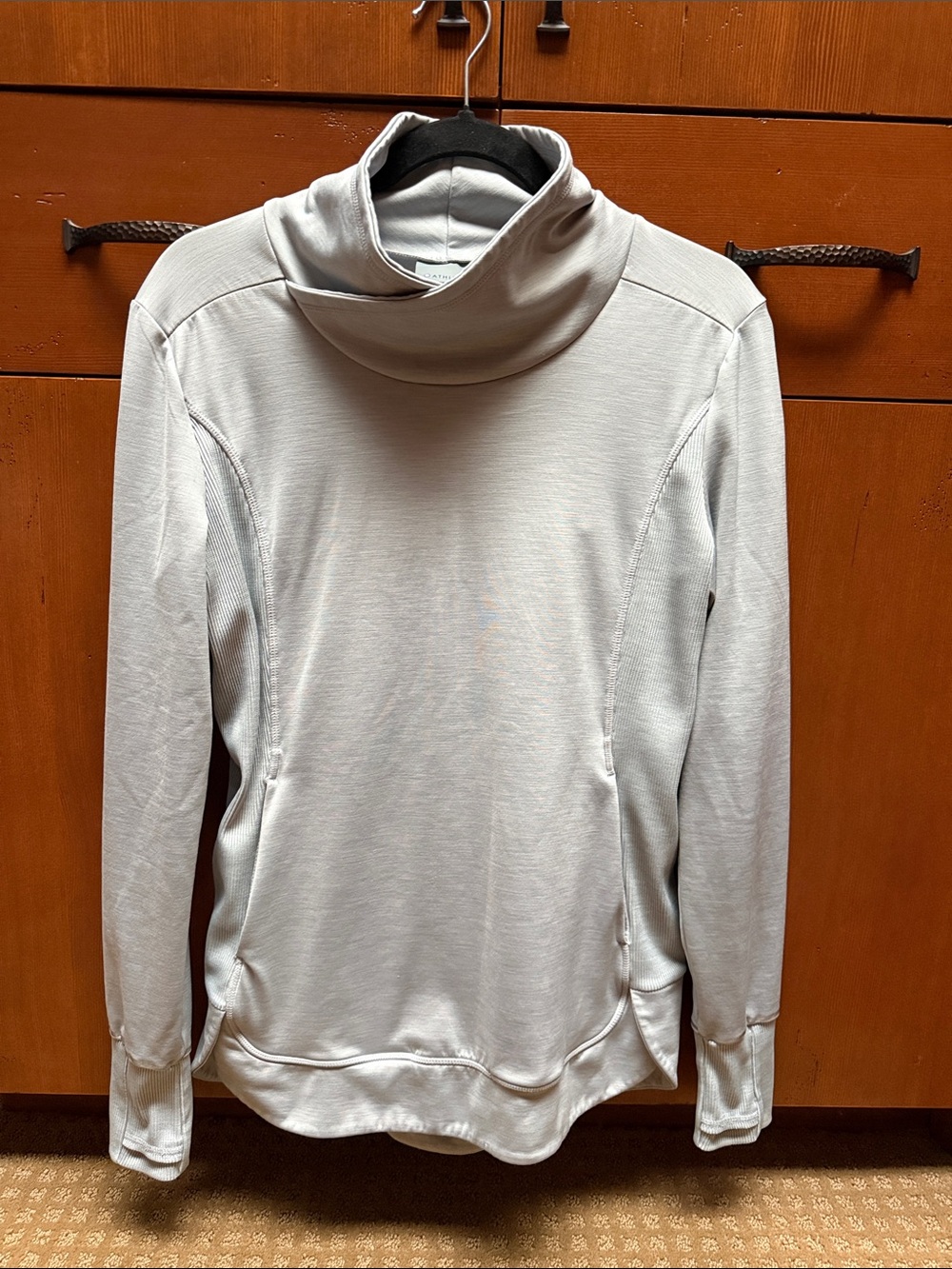 Athleta Light Gray Funnel Neck Pullover